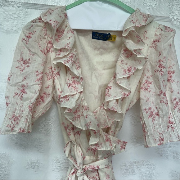 Floral Wrap Skirt - Cream and Pink - Picture 4 of 6